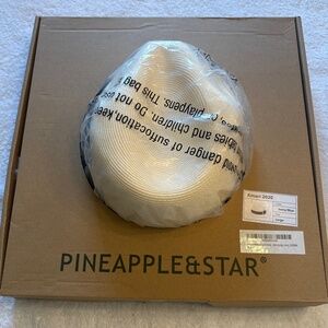 Pineapple&Star "Amari 2020" Straw Fedora Sun Hat – Ivory/Blue (Large)